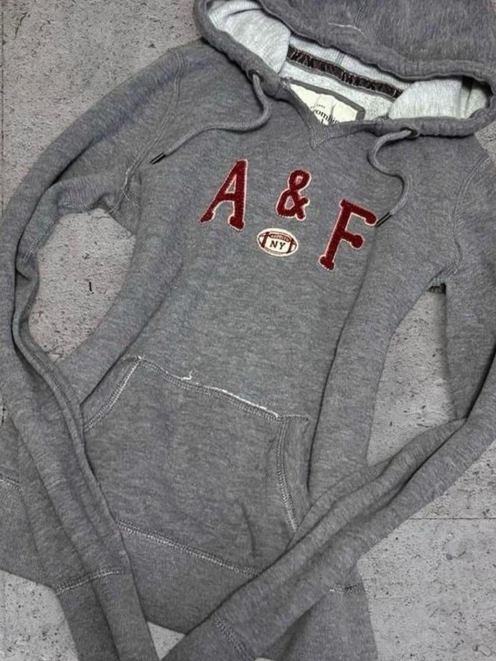 Abercrombie & Fitch Fitted Grey/Red Hoodie